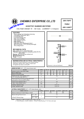 SR1100PT Datasheet PDF CHENMKO CO., LTD.