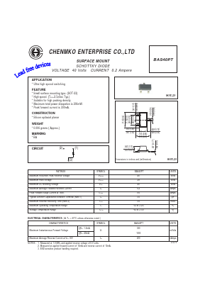 BAS40PT Datasheet PDF CHENMKO CO., LTD.