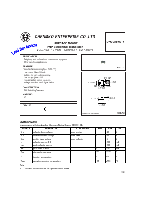 CH3906MPT Datasheet PDF CHENMKO CO., LTD.