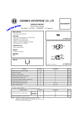 BAS40WSPT Datasheet PDF CHENMKO CO., LTD.