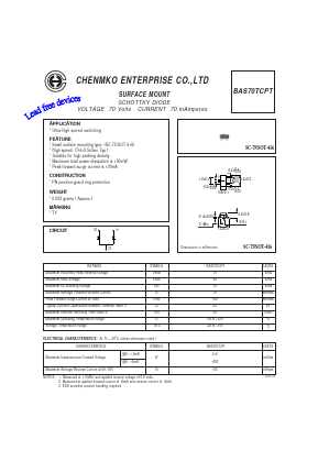 BAS70TCPT Datasheet PDF CHENMKO CO., LTD.