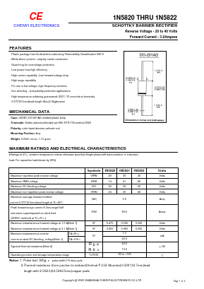 1N5820THRU1N5822 Datasheet PDF Shanghai Lunsure Electronic Tech