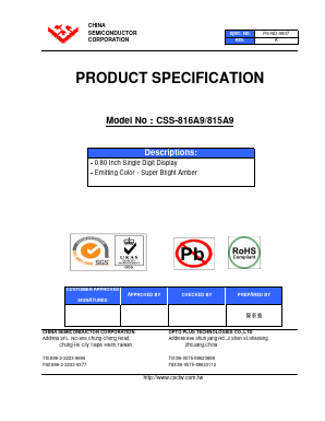 CSS-816A9 Datasheet PDF hina Semiconductor Corporation