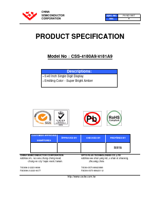 CSS-4180A9 Datasheet PDF hina Semiconductor Corporation
