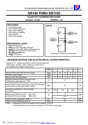 SR160_ Datasheet PDF CHONGQING PINGYANG ELECTRONICS CO.,LTD