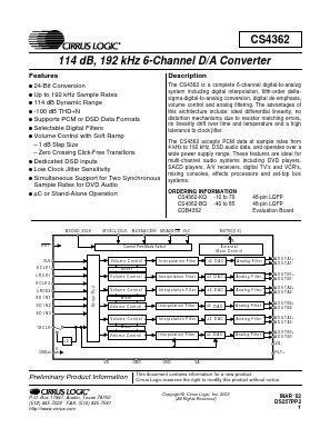 CDB4362 Datasheet PDF Cirrus Logic
