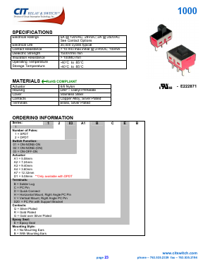 101A3VQEB Datasheet PDF CIT Relay and Switch