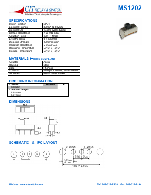 MS1202L4 Datasheet PDF CIT Relay and Switch