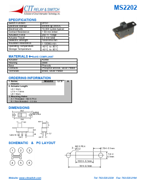 MS2202L9B Datasheet PDF CIT Relay and Switch
