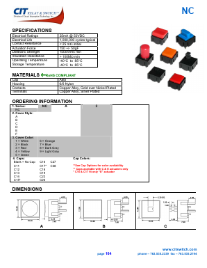 NCA7 Datasheet PDF CIT Relay and Switch
