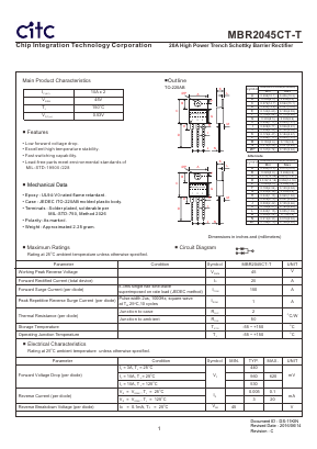 MBR2045CT-T Datasheet PDF Chip Integration Technology Corporation