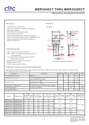 MBR30200CTG Datasheet PDF Chip Integration Technology Corporation