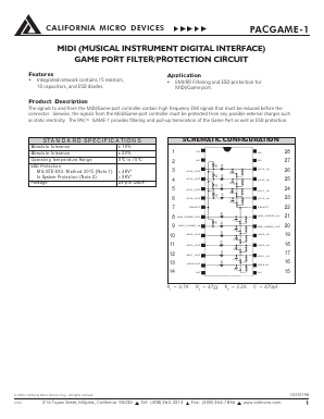 PACGAME-1 Datasheet PDF California Micro Devices => Onsemi