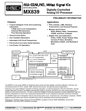 MX839DW Datasheet PDF CML Microsystems Plc
