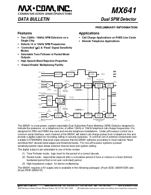 MX641 Datasheet PDF CML Microsystems Plc