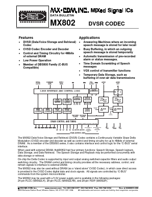MX802LH8 Datasheet PDF CML Microsystems Plc