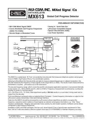 MX613P Datasheet PDF CML Microsystems Plc