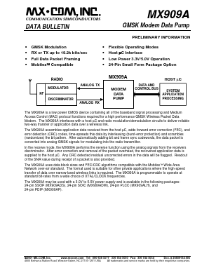 MX909A Datasheet PDF CML Microsystems Plc