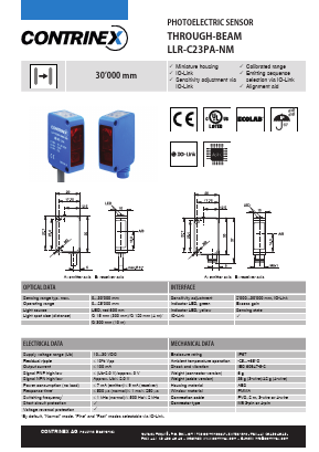 LLR-C23PA-NMS-101 Datasheet PDF Contrinex AG Industrial Electronics