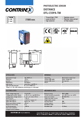 DTL-C55PA-TMS-119-503 Datasheet PDF Contrinex AG Industrial Electronics