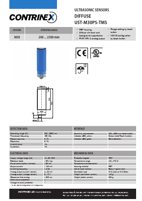 UST-M30PS-TMS-72A Datasheet PDF Contrinex AG Industrial Electronics