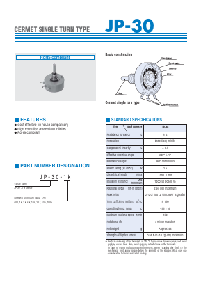 JP-30 Datasheet PDF Copal Electronics