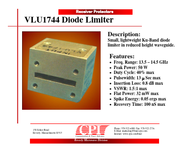VLU1744 Datasheet PDF Communications and Power Industries, Inc.