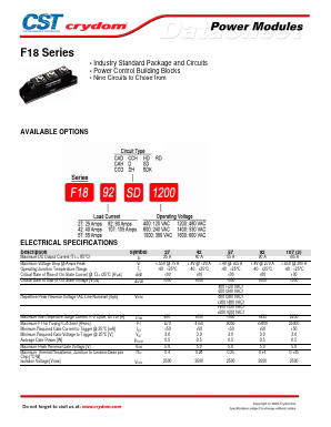 F1857SDK600 Datasheet PDF Crydom Inc.,
