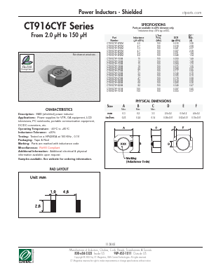 CT916CYF-820M Datasheet PDF Central Technologies