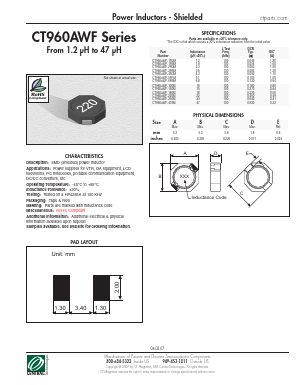 CT960AWF-1R2M Datasheet PDF Central Technologies