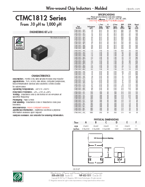 CTMC1812-1R5J Datasheet PDF Central Technologies