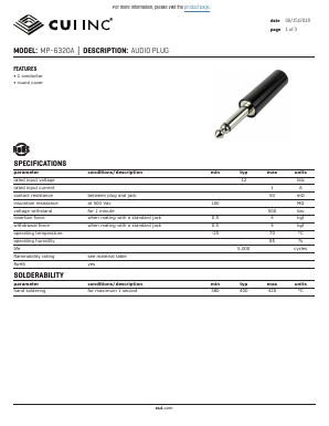 MP-6320A Datasheet PDF CUI INC