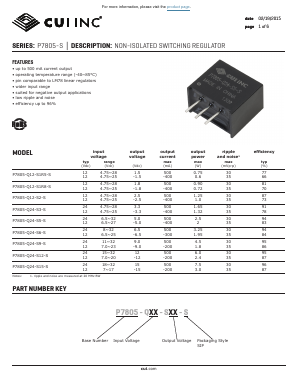 P7805-Q12-S2-S Datasheet PDF CUI INC