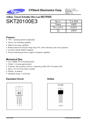 SKT20100E3 Datasheet PDF Cystech Electonics Corp.