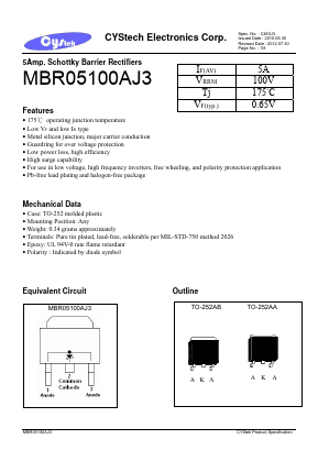 MBR05100AJ3 Datasheet PDF Cystech Electonics Corp.