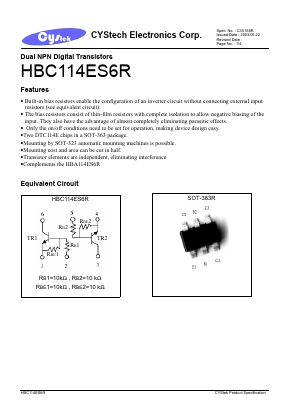 HBA114ES6R Datasheet PDF Cystech Electonics Corp.