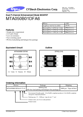 MTA050B01DFA6 Datasheet PDF Cystech Electonics Corp.