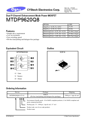 MTDP9620Q8 Datasheet PDF Cystech Electonics Corp.