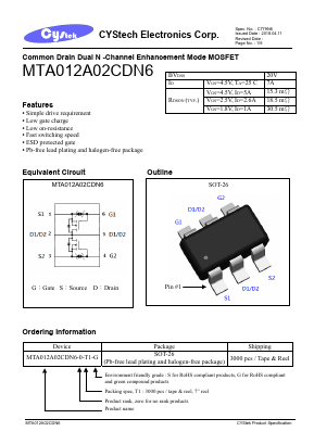 MTA012A02CDN6 Datasheet PDF Cystech Electonics Corp.