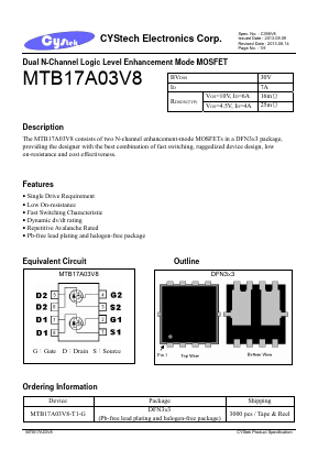 MTB17A03V8 Datasheet PDF Cystech Electonics Corp.