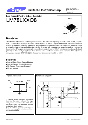 LM78L05Q8 Datasheet PDF Cystech Electonics Corp.