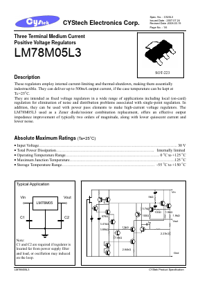 LM78M05L3 Datasheet PDF Cystech Electonics Corp.