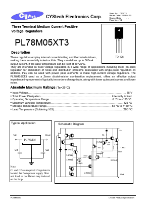 PL78M05AT3 Datasheet PDF Cystech Electonics Corp.