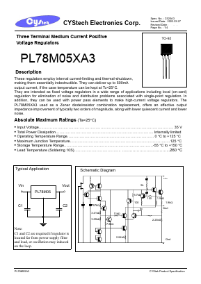 PL78M05CA3 Datasheet PDF Cystech Electonics Corp.