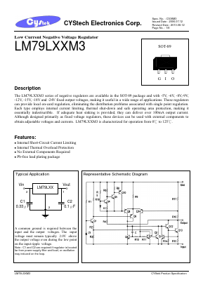 LM79L09M3 Datasheet PDF Cystech Electonics Corp.