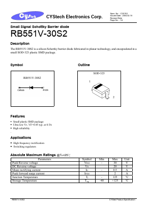 RB551V-40S2 Datasheet PDF Cystech Electonics Corp.