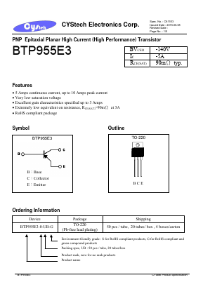 BTP955E3 Datasheet PDF Cystech Electonics Corp.