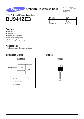 BU941ZE3 Datasheet PDF Cystech Electonics Corp.