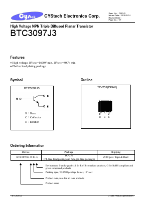 BTC3097J3 Datasheet PDF Cystech Electonics Corp.