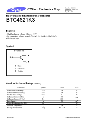 BTC4621K3 Datasheet PDF Cystech Electonics Corp.